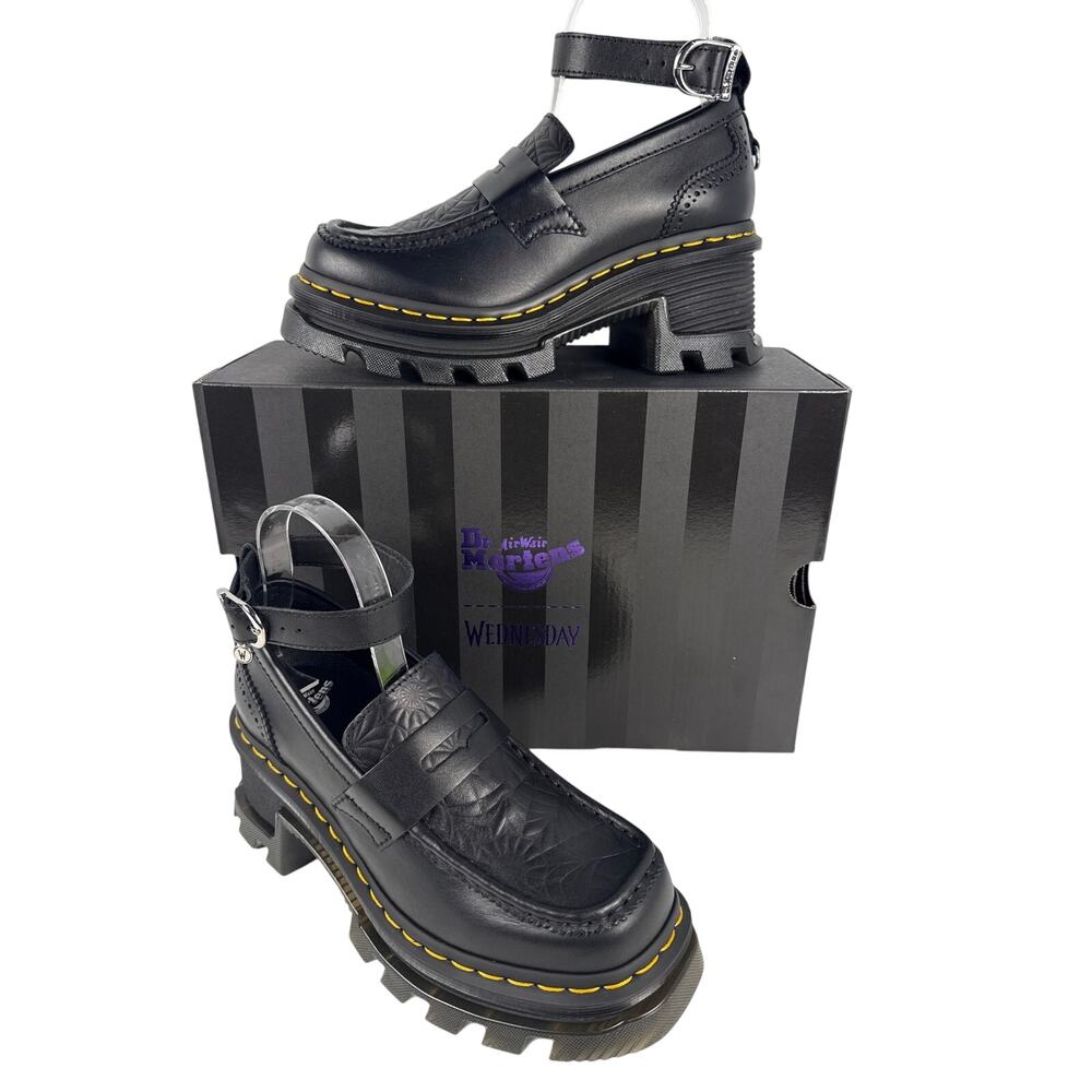 Dr. Martens Wednesday Adams Corran Loafers Womens 7 Black Leather EU38